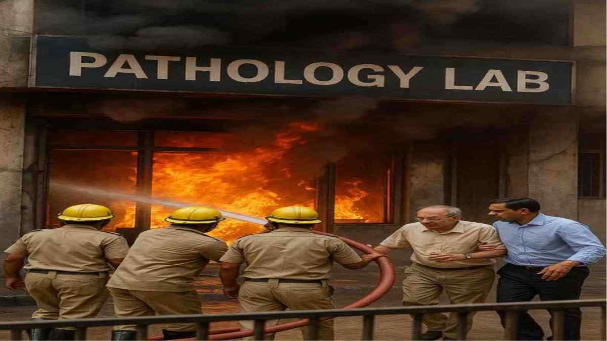 गुजरात के भावनगर में पैथोलॉजी लैब में बुधवार सुबह आग लगने की घटना, रेस्क्यू टीम ने सभी मरीजों और कर्मचारियों को सुरक्षित बाहर निकाला। हादसे की जांच जारी।