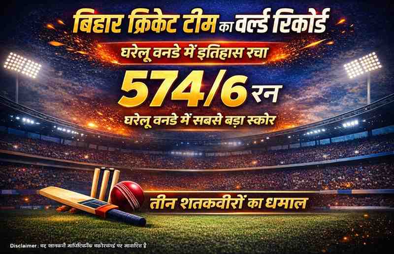 Bihar Cricket Team World Record: लिस्ट A वनडे में 574 रन, तीन शतक से रचा इतिहास