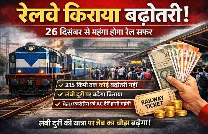 Railway Fare Hike: 26 दिसंबर से महंगा होगा रेल सफर, जानें नया किराया