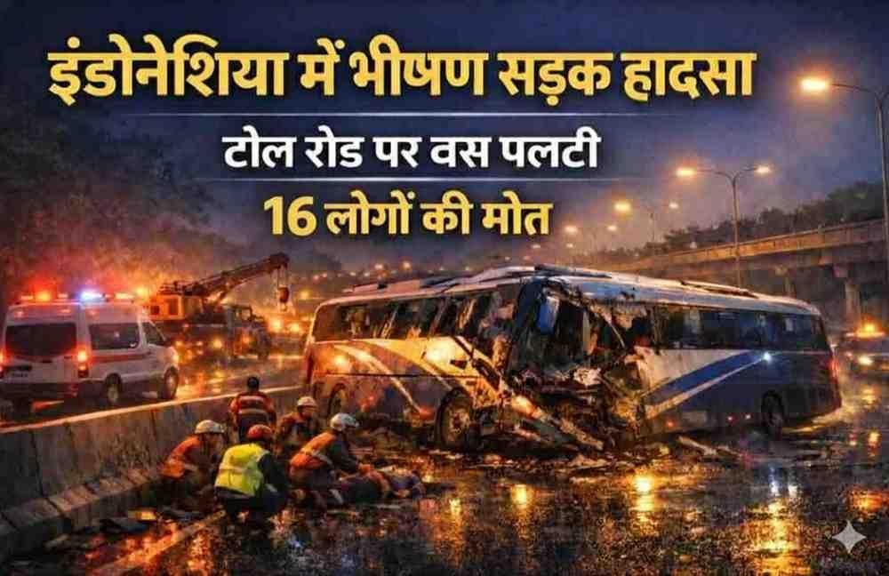 इंडोनेशिया में भीषण हादसा: जावा में बेकाबू होकर पलटी बस, 16 यात्रियों की मौत, कई घायल